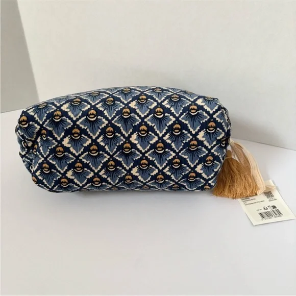 Sezane Antoinette Poisson Toiletry Bag Blue Diamond Cosmetic Travel Case Makeup - Picture 7 of 11